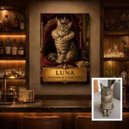 Personalised Royal Cat Canvas From Photo, Custom Name Countess Portrait Wall Art Gift For Mum, Dad, Birthday Christmas - thumbnail 3