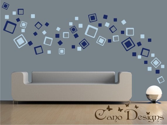 Squares, 2 Colors, 5 Sizes - Vinyl Wall Decals Stickers, Kids Room, Nursery, Children Bubbles, Rings, Circles - image 1