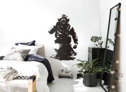 Scuba Diver Wall Decal in Banksy Graffiti Style, Deep Sea Retro Art, Maritime Urban Decor For Bar, Office & Living Room - thumbnail 1