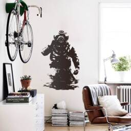 Scuba Diver Wall Decal in Banksy Graffiti Style, Deep Sea Retro Art, Maritime Urban Decor For Bar, Office & Living Room - thumbnail 2