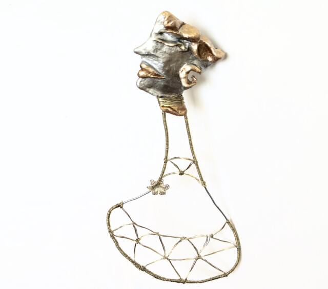Boho Women Polymer Clay, Metal Wire Sculpture Ooak/Abstract Modern Art - image 1