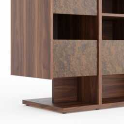 Mid Century Modern Walnut Record Player Stand, Vinyl Storage Console - thumbnail 4
