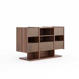Mid Century Modern Walnut Record Player Stand, Vinyl Storage Console - thumbnail 2