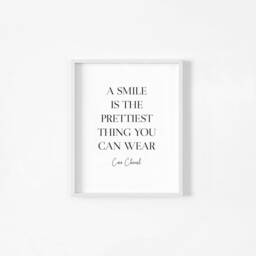 Smile Is The Prettiest Print, Wall Art, Living Room, Home Prints, House Warming Gift, Make Up Bedroom Dressing Rose Gold - thumbnail 2