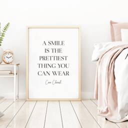 Smile Is The Prettiest Print, Wall Art, Living Room, Home Prints, House Warming Gift, Make Up Bedroom Dressing Rose Gold - thumbnail 1