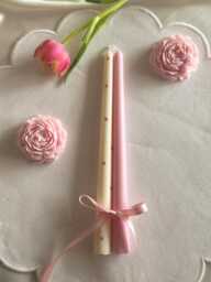 Hand-Poured Soy/Beeswax Taper Candles Romantic Spring Easter Candle Set - thumbnail 1