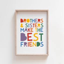 Set Of 3 Playroom Prints, Brother Sister Rainbow Wall Art, Nursery, Sibling Twins Art - thumbnail 3