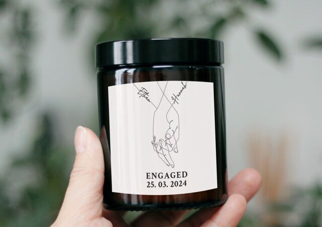 Congratulations Engagement Gift For Couple Friends Colleague Fiancee Wife Husband - Personalized 1st First Anniversary Wedding Candle - image 1