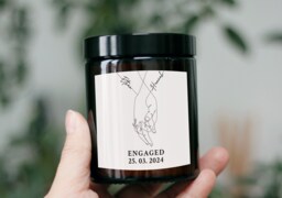 Congratulations Engagement Gift For Couple Friends Colleague Fiancee Wife Husband - Personalized 1st First Anniversary Wedding Candle - thumbnail 1