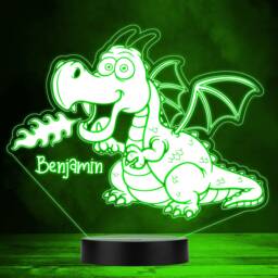 Cute Baby Dragon Spitting A Flame Led Lamp Personalised Gift Night Light - Bedroom - thumbnail 1