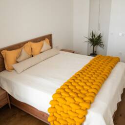 Chunky Braided For King Bed Runner Scarf Modern Bedroom Decor Mustard Bed Scarf Blanket Throw Queen Gift Mom Decoration Christmas - thumbnail 2