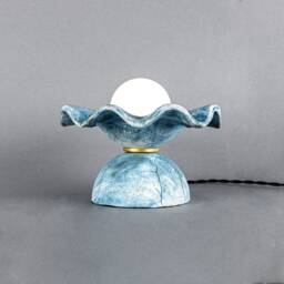 Rivale Table Lamp With Wavy Ceramic Shade, Blue Earth 8.25 - thumbnail 2