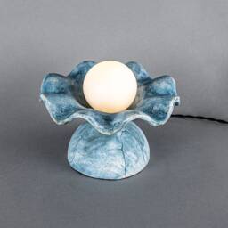 Rivale Table Lamp With Wavy Ceramic Shade, Blue Earth 8.25 - thumbnail 3