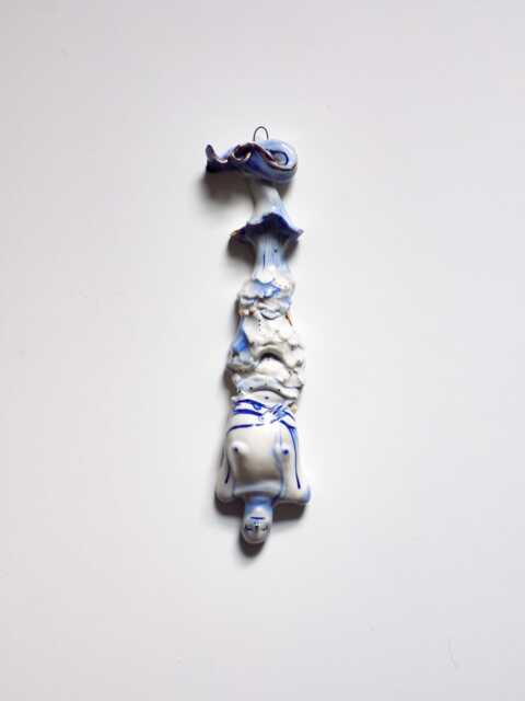 Handcrafted Porcelain Mermaid Sculpture, Ocean Art Decor With Blue & Gold Accents, Mythical Charm - image 1