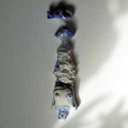 Handcrafted Porcelain Mermaid Sculpture, Ocean Art Decor With Blue & Gold Accents, Mythical Charm - thumbnail 2