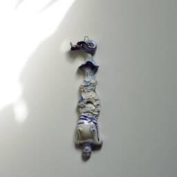 Handcrafted Porcelain Mermaid Sculpture, Ocean Art Decor With Blue & Gold Accents, Mythical Charm - thumbnail 3