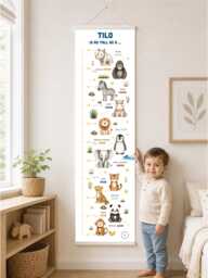 Personalised Safari Height Chart With Name - Kids Animal Growth Wall Decor - thumbnail 1