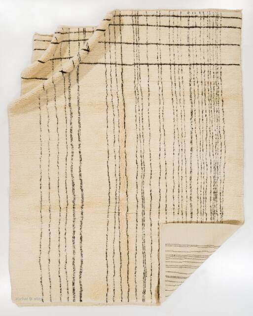 Handmade Beni Ourain Rug Moroccan Berber Wool Rug, Brown Stripes - image 1