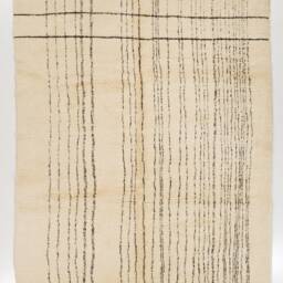 Handmade Beni Ourain Rug Moroccan Berber Wool Rug, Brown Stripes - thumbnail 2