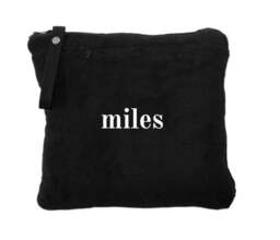 Monogrammed Travel Fleece Blanket With Case, Custom Embroidered Packable Blanket, Gift For College Student - thumbnail 1