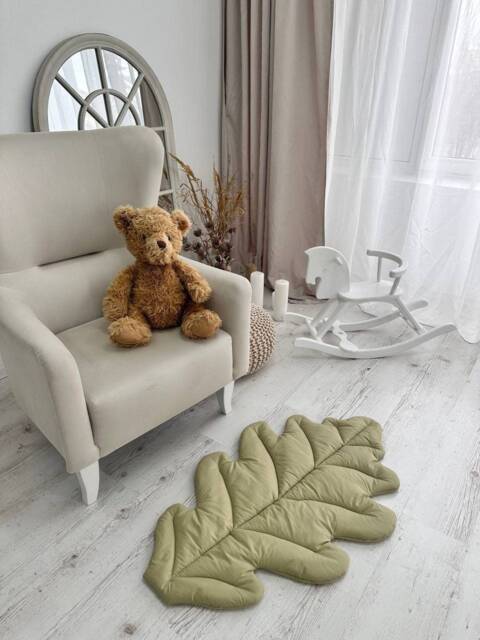 Organic Cotton Leaf Play Mat Montessori Nursery Rug - image 1