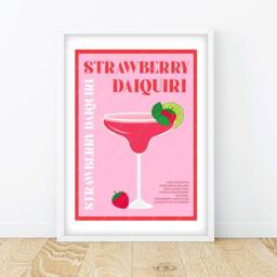 strawberry Daiquiri Cocktail Print, Poster, Cocktails Wall Art, Decor - thumbnail 2