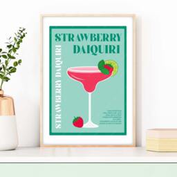 strawberry Daiquiri Cocktail Print, Poster, Cocktails Wall Art, Decor - thumbnail 3