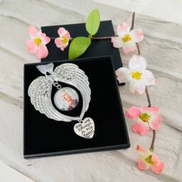 Personalised Photo Memorial Bauble Gift, in Memory Bauble Decoration - Angel Wings Memorial Ornament You Are Always My Heart - thumbnail 2
