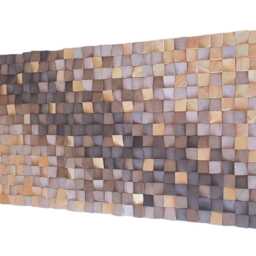 3D Wood Cube Wall Art - Sand To Brown Gradient, Gold Accents - thumbnail 2