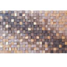 3D Wood Cube Wall Art - Sand To Brown Gradient, Gold Accents - thumbnail 4
