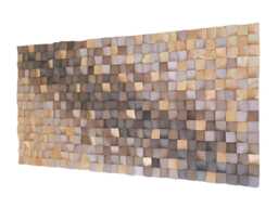 3D Wood Cube Wall Art - Sand To Brown Gradient, Gold Accents - thumbnail 1