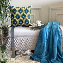 Green Velvet Applique Birds Pattern Modern Throw Pillow Cover - Art Deco Peacock - thumbnail 2