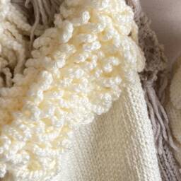 Classic Cream Christmas Stocking Handcrafted Modern Farmhouse Holiday Decor - thumbnail 2