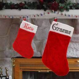 Personalised Christmas Plush Red Santa Sack & Or Stocking Embroidered With Name Gift Set - Xmas Bag Kids Matching Sets - thumbnail 3