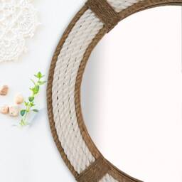 Nautical Coastal Rope Round Mirror Farmhouse Wall Decor For Hallway, Nursery, Bathroom Beach - thumbnail 4