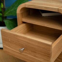 Solid Oak Nightstands Pair, Midcentury Bedside Tables, Bedroom Storage - thumbnail 4