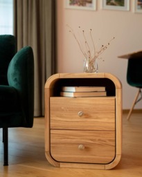 Wooden Nightstands Pair, Bedside Table Set Of in Natural Oak With Soft Closing Drawers & Shelf, Bedroom Storage