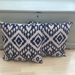 Extra Large Kilim Print Pillow Cover Ink Blue Moroccan Cushion Sham - thumbnail 2