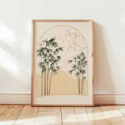 Bamboo Landscape Poster - Minimal Japanese Wall Art Neutral Zen Nature Print - thumbnail 4