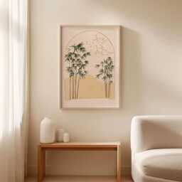 Bamboo Landscape Poster - Minimal Japanese Wall Art Neutral Zen Nature Print - thumbnail 3