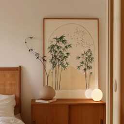 Bamboo Landscape Poster - Minimal Japanese Wall Art Neutral Zen Nature Print - thumbnail 2