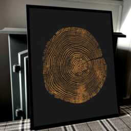 Black & Brown Larch Tree Ring Woodcut Print Welsh Stump Art - thumbnail 3