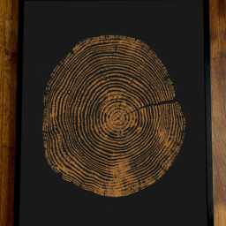 Black & Brown Larch Tree Ring Woodcut Print Welsh Stump Art - thumbnail 2