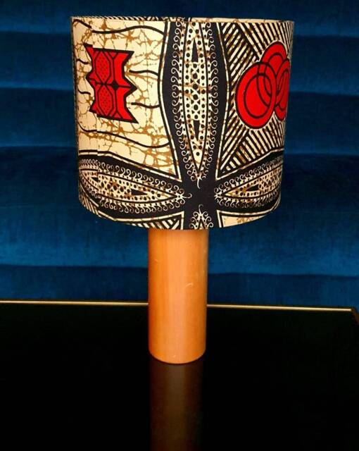 African Wax Print Lampshade Handmade Orange & Black Drum Lampshade - image 1