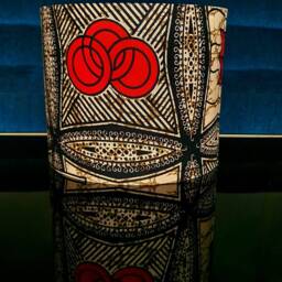 African Wax Print Lampshade Handmade Orange & Black Drum Lampshade - thumbnail 3