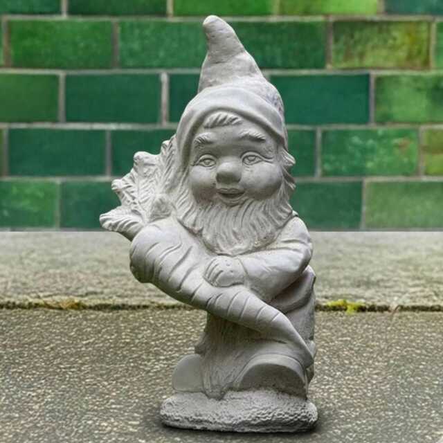 Concrete Garden Gnome With Carrot Figure Handmade Stone Sculpture Outdoor Statue Patio Decoration Cement Lover Gift - image 1