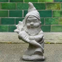 Concrete Garden Gnome With Carrot Figure Handmade Stone Sculpture Outdoor Statue Patio Decoration Cement Lover Gift - thumbnail 1