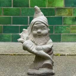Concrete Garden Gnome With Carrot Figure Handmade Stone Sculpture Outdoor Statue Patio Decoration Cement Lover Gift - thumbnail 3