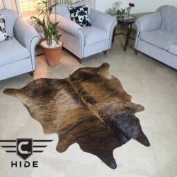 Brindle Cowhide Rug, Custom Rug For Bedroom, Brazilian Hair On Hides, Ready To Ship - thumbnail 3