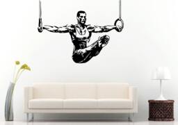 Aerobics Rhythmic Gymnastics Gymnast Man Male On Rings Wall Decal Vinyl Sticker Mural Room Decor L792 - thumbnail 1